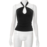 Plataz Women's Sleeveless Backs Piercing Hanging Neck Strapt Tight Vest Tops DJPT