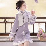 Plataz Design New Purple Cloud Rabbit Han Dress Women's Clothing Mane Dress Suit Autumn And Winter 8567