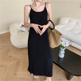 Plataz Red Seaside Holiday Sling Dress Women's Summer 2024 New Temperament Loose 100-Folded Long Dress Super Fairy