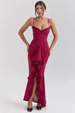 Plataz Style Sexy New Slings Solid V-Neck High-Ball Net Repair Medium Long Dress HZ0628