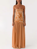Plataz Personality Embroidery Beads Spliced Braided Dress Woman 2025 Summer New Open-Back Open Fork Waist Dress HZ0628