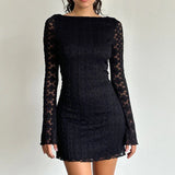 Plataz Autumn 2025 New Fashion Temperament Sexy Knitted Lace Short Dress Woman DJPT