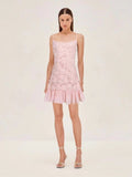 Plataz Dress Holiday Style Fresh Sweet Three-Dimensional Rose Splicing Chiffon Sling Dress Skirt