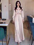 Plataz Temperament V-Neck 2024 Spring New Age Reduction Long-Sleeved Dress With Long-Sleeved