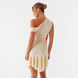 Plataz Women's Spring And Summer New One-Word Collar Floral Prints Swing Dress Women DJPT