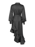 Plataz Temperament Fashion Court Style 2025 New Collar Single-D Row Buckle Bubble Sleeve Irregularly Spliced With Dress Woman