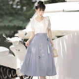 Plataz Design Jade Words Hanfu Women Chinese Style Daily Improvement Han Element Half Dress Set 6804