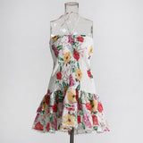Plataz Holiday Wind 2025 Summer New Breast-Scaring Necked Neck Design Short-Height Bullet Short Dress