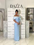 Plataz Blue Word Shoulder Banding Dress Dubai Elegant Famous French Evening Dress