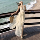 Plataz New Seaside Holiday Sling Suit Beach Photo Long Dress Summer