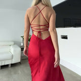 Plataz Sexy V-Neck Open Fork In 2024 Solid-Colored Banquet Showback Dress
