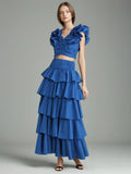 Plataz Vintage Elegant Set Spring 2025 New Laminated Laminated Stacked Stacked Laminated Leafed Dress Woman