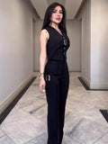 Plataz New Fashion Temperament Design Sense V-Neck Sleeveless Sexy Trousers Suit Woman