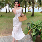 Plataz Temperament Long Dress Women's New Summer Waist Thin Design Hollow Sling Dress