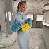 Plataz Autumn And Winter Women's Dress Fashion High-Necked Long Sleeves Slimming Dress