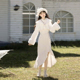 Plataz White Moonlight New Chinese Style Daily New Top Dress Autumn And Winter Set X166
