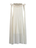 Plataz 2025 New One-Word Three-Dimensional Flowers Splicing Shoulder Sexy Long Folding Long Folded Skirt Woman