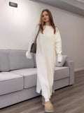 Plataz 2024 Knitted Cover Korean Version Of Fashion Temperament Round Long Loose Dress