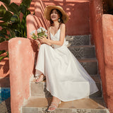 Plataz Seaside Resort Beach Skirt Women Summer Acetate Densate Cross Fine Shoulder Strap Sexy Bare Back Sling Skirt Fairy