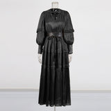 Plataz Literary And Art Retro Style Dress 2025 New Temperament Bubble Sleeve Tie To Repair The Summer Long Dress Woman