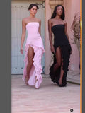 Plataz Summer Explosion Sexy Chest Repair Wooden Ear Side Open Temperament Evening Dress Dress Dress DJPT