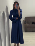 Plataz 2025 New Waist Display Thin Strap Solid Color Long Sleeve Dress Design Dress Dress Dress Woman