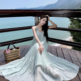 Plataz Style Skirt Sling With Long Skirt French Temperament Dress 2024 New Lazy Wind