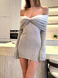 Plataz Spring And Summer New French Gentle Word Knitted Dress Temperament Sexy Waist Thin Bag Hip Skirt