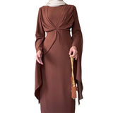 Plataz Fashion Comfortable And Loose Solid Color Temperament Bat Sleeve Dress In Autumn