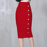 Plataz And Winter New Waist Slim Half Skirt Fashion Slit Buckle Long Skirt Slim Bandage Nepotism