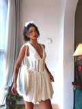Plataz Design Embroidery Waist Temperament Thin Dress 2024 Summer Pure Sexy Hollow High Waist Fluffy Skirt