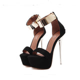 Plataz The Sky High Sexy Night Club 16Cm Ultra-High Heel Single Shoes Women's Word Sandal Shoes Show Car Model High Heels High Quality Shoes