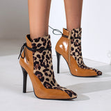 Plataz British New Color Leopard-Print Headed Knight Boots Fine High Heel Boots 40-48 Size High Quality Shoes
