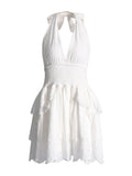 Plataz Women's Fashion Dress 2025 Spring New Women's Dress V Hanging Neck Sexy Embroidery Short Dresses