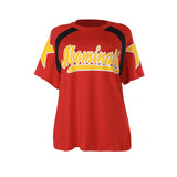 Plataz Summer 2025 New T-Shirt Casual Match Color Short-Sleeved Splicing Print Top Woman DJPT