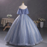 Plataz Gray-Blue Temperament Beautiful Solo Performance Costume Student Vocal Art Canopopy Skirt Annual Meeting Host Evening Dress