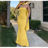 Plataz Women's New Body-Body-Bendered Ass Fishtail Dress Solid Dress Skirt Shawl HZ0628