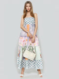 Plataz Spring Women's Dress 2025 New Retro Graffiti-Print Linen Sling Dress