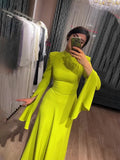 Plataz 2024 New Lotus Leaf Sleeve Long Half-High Collar Design Feel Dress Temperament