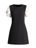 Plataz Famous Style Dress 2025 Summer New Round Collar Three-Dimensional Flowers Solid Dress Woman