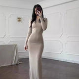Plataz 2024 Women's Fashion Sexy Tight-Groomed And Comfortable Solid Color Long Dress