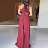 Plataz Summer Slanted Shoulder Sexy Dress High Waist-Rise Open Fork Dress