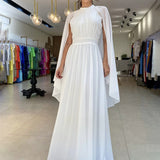 Plataz 2024 Summer Neck Chiffon Dress Light Luxury Sexy Shawl Dress