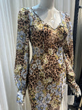 Plataz Temperament V-Neck 2024 Early Spring New Broken Leopard Dress Style Thousands Of Spring And Autumn