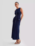 Plataz Summer New Temperament Sleeveless Round Collar Knitted Dress