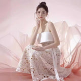 Plataz Dress Dress Watery Lace White Sling Dress