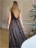 Plataz Summer New Fashion Collar Leopard Prints Thin Temperament Dress