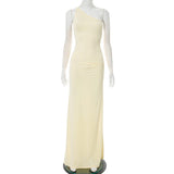 Plataz Women's Summer New Sexy Solid Color Oblique Shoulder Strapped With Dress Woman DJPT