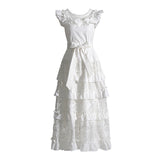 Plataz Holiday Style Dress 2025 Spring New Word Shoulder Tie With Thin Embroidery Temperament Fairy Dress