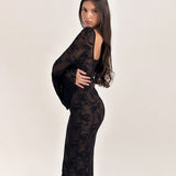 Plataz New Horn Sleeve Sexy Lace Bosom Dress Stylish Babes Show Backpacking Dress HZ0628